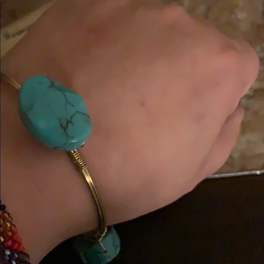 Handmade gold wire turquoise wrapbracelet - Picture 4 of 8